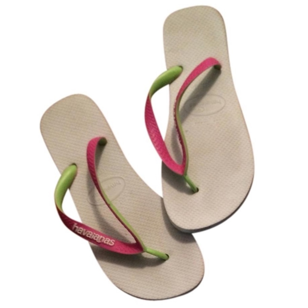 HAVIANAS: Hot Pink-Lime Green Summer Flip Flops